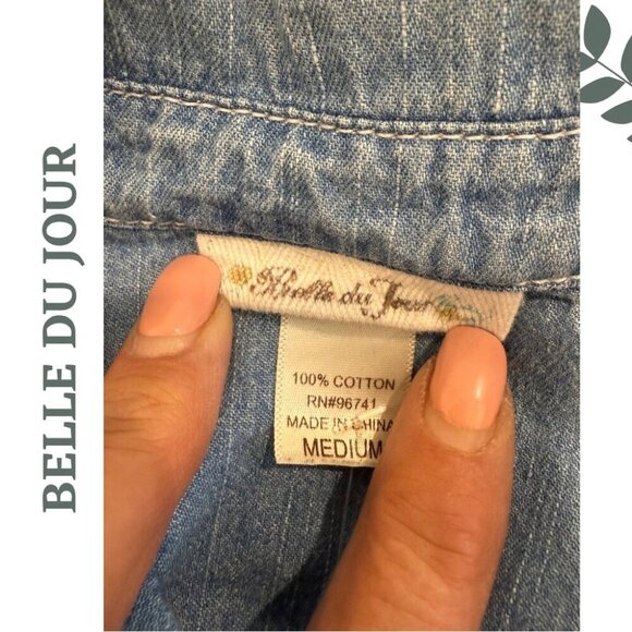 Belle du Jour Ombré Denim Shirt | Blue to Cream Fade | Button Front Size Medium - Picture 6 of 6